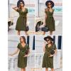 image:imageEkouaer Women Short Sleeve Maternity Nursing Dress Casual V Neck Breastfeeding Loungewear Ribbed Knit Pregnancy Dresses SXXLArmy Green