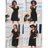 image:imageEkouaer Women Short Sleeve Maternity Nursing Dress Casual V Neck Breastfeeding Loungewear Ribbed Knit Pregnancy Dresses SXXLBlack