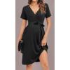 image:imageEkouaer Women Short Sleeve Maternity Nursing Dress Casual V Neck Breastfeeding Loungewear Ribbed Knit Pregnancy Dresses SXXLBlack