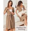 image:imageEkouaer Women Short Sleeve Maternity Nursing Dress Casual V Neck Breastfeeding Loungewear Ribbed Knit Pregnancy Dresses SXXLBrown