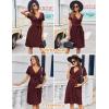 image:imageEkouaer Women Short Sleeve Maternity Nursing Dress Casual V Neck Breastfeeding Loungewear Ribbed Knit Pregnancy Dresses SXXLDark Red