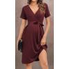 image:imageEkouaer Women Short Sleeve Maternity Nursing Dress Casual V Neck Breastfeeding Loungewear Ribbed Knit Pregnancy Dresses SXXLDark Red