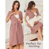 image:imageEkouaer Women Short Sleeve Maternity Nursing Dress Casual V Neck Breastfeeding Loungewear Ribbed Knit Pregnancy Dresses SXXLDirty Pink