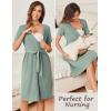 image:imageEkouaer Women Short Sleeve Maternity Nursing Dress Casual V Neck Breastfeeding Loungewear Ribbed Knit Pregnancy Dresses SXXLIce Green