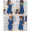 image:imageEkouaer Women Short Sleeve Maternity Nursing Dress Casual V Neck Breastfeeding Loungewear Ribbed Knit Pregnancy Dresses SXXLRoyal Blue