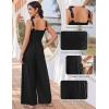 image:imageEkouaer Womens Casual Loose Jumpsuits One Piece Sleeveless Overalls Printed Long Pant Romper Fashion Boho Jumper with PocketBlack