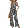 image:imageEkouaer Womens Casual Loose Jumpsuits One Piece Sleeveless Overalls Printed Long Pant Romper Fashion Boho Jumper with PocketBlack Floral