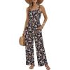 image:imageEkouaer Womens Casual Loose Jumpsuits One Piece Sleeveless Overalls Printed Long Pant Romper Fashion Boho Jumper with PocketFloral Black