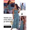 image:imageEkouaer Womens Casual Loose Jumpsuits One Piece Sleeveless Overalls Printed Long Pant Romper Fashion Boho Jumper with PocketFloral Blue  Green