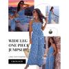 image:imageEkouaer Womens Casual Loose Jumpsuits One Piece Sleeveless Overalls Printed Long Pant Romper Fashion Boho Jumper with PocketFloral Blue 2