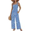image:imageEkouaer Womens Casual Loose Jumpsuits One Piece Sleeveless Overalls Printed Long Pant Romper Fashion Boho Jumper with PocketFloral Blue 2