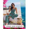 image:imageEkouaer Womens Casual Loose Jumpsuits One Piece Sleeveless Overalls Printed Long Pant Romper Fashion Boho Jumper with PocketFloral Blue Green