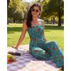 image:imageEkouaer Womens Casual Loose Jumpsuits One Piece Sleeveless Overalls Printed Long Pant Romper Fashion Boho Jumper with PocketFloral Blue Green