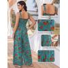 image:imageEkouaer Womens Casual Loose Jumpsuits One Piece Sleeveless Overalls Printed Long Pant Romper Fashion Boho Jumper with PocketFloral Blue Green