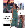 image:imageEkouaer Womens Casual Loose Jumpsuits One Piece Sleeveless Overalls Printed Long Pant Romper Fashion Boho Jumper with PocketFloral Blue Green