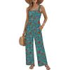image:imageEkouaer Womens Casual Loose Jumpsuits One Piece Sleeveless Overalls Printed Long Pant Romper Fashion Boho Jumper with PocketFloral Blue Green