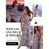 image:imageEkouaer Womens Casual Loose Jumpsuits One Piece Sleeveless Overalls Printed Long Pant Romper Fashion Boho Jumper with PocketFloral Print