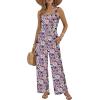 image:imageEkouaer Womens Casual Loose Jumpsuits One Piece Sleeveless Overalls Printed Long Pant Romper Fashion Boho Jumper with PocketFloral Print