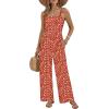 image:imageEkouaer Womens Casual Loose Jumpsuits One Piece Sleeveless Overalls Printed Long Pant Romper Fashion Boho Jumper with PocketFloral Red