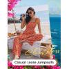 image:imageEkouaer Womens Casual Loose Jumpsuits One Piece Sleeveless Overalls Printed Long Pant Romper Fashion Boho Jumper with PocketFloral Red