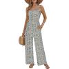 image:imageEkouaer Womens Casual Loose Jumpsuits One Piece Sleeveless Overalls Printed Long Pant Romper Fashion Boho Jumper with PocketFloral White 2