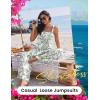 image:imageEkouaer Womens Casual Loose Jumpsuits One Piece Sleeveless Overalls Printed Long Pant Romper Fashion Boho Jumper with PocketFloral White 3
