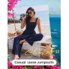 image:imageEkouaer Womens Casual Loose Jumpsuits One Piece Sleeveless Overalls Printed Long Pant Romper Fashion Boho Jumper with PocketNavy Blue