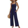 image:imageEkouaer Womens Casual Loose Jumpsuits One Piece Sleeveless Overalls Printed Long Pant Romper Fashion Boho Jumper with PocketNavy Blue