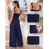 image:imageEkouaer Womens Casual Loose Jumpsuits One Piece Sleeveless Overalls Printed Long Pant Romper Fashion Boho Jumper with PocketNavy Blue