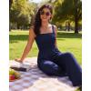 image:imageEkouaer Womens Casual Loose Jumpsuits One Piece Sleeveless Overalls Printed Long Pant Romper Fashion Boho Jumper with PocketNavy Blue