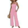 image:imageEkouaer Womens Casual Loose Jumpsuits One Piece Sleeveless Overalls Printed Long Pant Romper Fashion Boho Jumper with PocketPink Polka Pots Printed