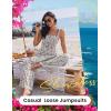 image:imageEkouaer Womens Casual Loose Jumpsuits One Piece Sleeveless Overalls Printed Long Pant Romper Fashion Boho Jumper with PocketWhite Print 2
