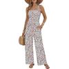 image:imageEkouaer Womens Casual Loose Jumpsuits One Piece Sleeveless Overalls Printed Long Pant Romper Fashion Boho Jumper with PocketWhite Print 2
