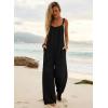 image:imageEkouaer Womens Casual Overalls Boho Floral Loose Wide Leg Jumpsuits Summer Pleated Outfits with PocketsBlack