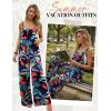 image:imageEkouaer Womens Casual Overalls Boho Floral Loose Wide Leg Jumpsuits Summer Pleated Outfits with PocketsGreen Leaves