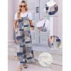 image:imageEkouaer Womens Casual Overalls Boho Floral Loose Wide Leg Jumpsuits Summer Pleated Outfits with PocketsGrey Boho Print
