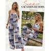 image:imageEkouaer Womens Casual Overalls Boho Floral Loose Wide Leg Jumpsuits Summer Pleated Outfits with PocketsGrey Boho Print