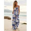 image:imageEkouaer Womens Casual Overalls Boho Floral Loose Wide Leg Jumpsuits Summer Pleated Outfits with PocketsGrey Boho Print