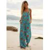 image:imageEkouaer Womens Casual Overalls Boho Floral Loose Wide Leg Jumpsuits Summer Pleated Outfits with PocketsLake Blue Floral