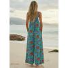image:imageEkouaer Womens Casual Overalls Boho Floral Loose Wide Leg Jumpsuits Summer Pleated Outfits with PocketsLake Blue Floral