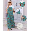 image:imageEkouaer Womens Casual Overalls Boho Floral Loose Wide Leg Jumpsuits Summer Pleated Outfits with PocketsLake Blue Floral