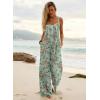 image:imageEkouaer Womens Casual Overalls Boho Floral Loose Wide Leg Jumpsuits Summer Pleated Outfits with PocketsLight Green Floral