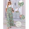image:imageEkouaer Womens Casual Overalls Boho Floral Loose Wide Leg Jumpsuits Summer Pleated Outfits with PocketsLight Green Floral