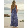 image:imageEkouaer Womens Casual Overalls Boho Floral Loose Wide Leg Jumpsuits Summer Pleated Outfits with PocketsNavy Floral