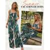 image:imageEkouaer Womens Casual Overalls Boho Floral Loose Wide Leg Jumpsuits Summer Pleated Outfits with PocketsNavy Leaves