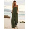 image:imageEkouaer Womens Casual Overalls Boho Floral Loose Wide Leg Jumpsuits Summer Pleated Outfits with PocketsOlive Green