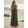 image:imageEkouaer Womens Casual Overalls Boho Floral Loose Wide Leg Jumpsuits Summer Pleated Outfits with PocketsOlive Green