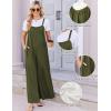 image:imageEkouaer Womens Casual Overalls Boho Floral Loose Wide Leg Jumpsuits Summer Pleated Outfits with PocketsOlive Green
