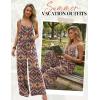 image:imageEkouaer Womens Casual Overalls Boho Floral Loose Wide Leg Jumpsuits Summer Pleated Outfits with PocketsOrange Bohemian