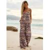 image:imageEkouaer Womens Casual Overalls Boho Floral Loose Wide Leg Jumpsuits Summer Pleated Outfits with PocketsOrange Bohemian